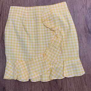 Nude white and yellow Gingham Skirt size s